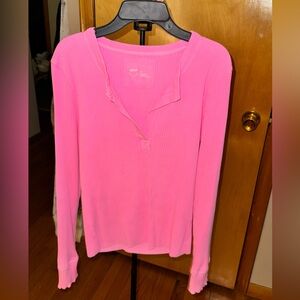Aerie Vibrant Pink Long Sleeve Tee